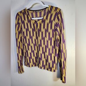 Maliparmi 100% Wool Geometric Cardigan Very Soft & Lightweight Sz M